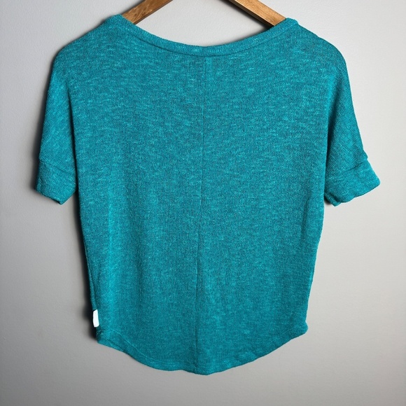 Aeropostale Women's Semi-Sheer Short Sleeve Knit‎ Lightweight Sweater Tee Teal S - Picture 7 of 11